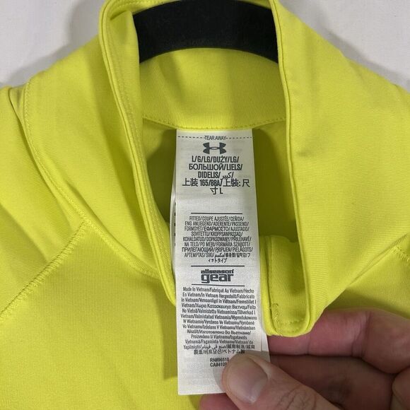 Under Armour Running Jacket Women's Large Bright Yellow Fitted Long Sleeve Mock - Picture 6 of 10